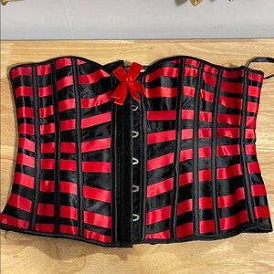 Satin Red and Black Shapewear Corset with Boning